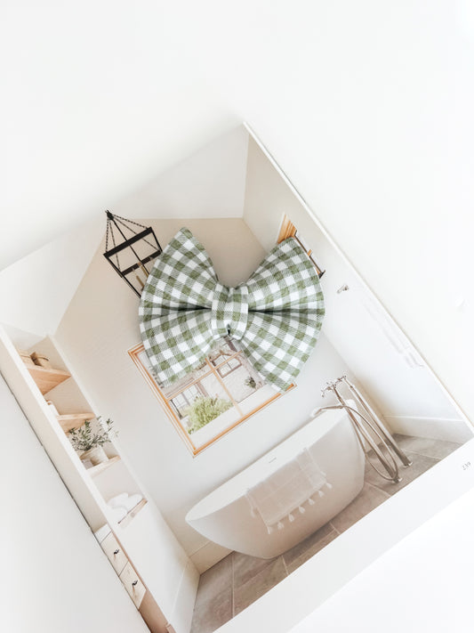 Spring Green Gingham Bow