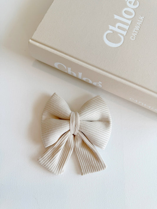 Beige Ribbed Sailor Bow