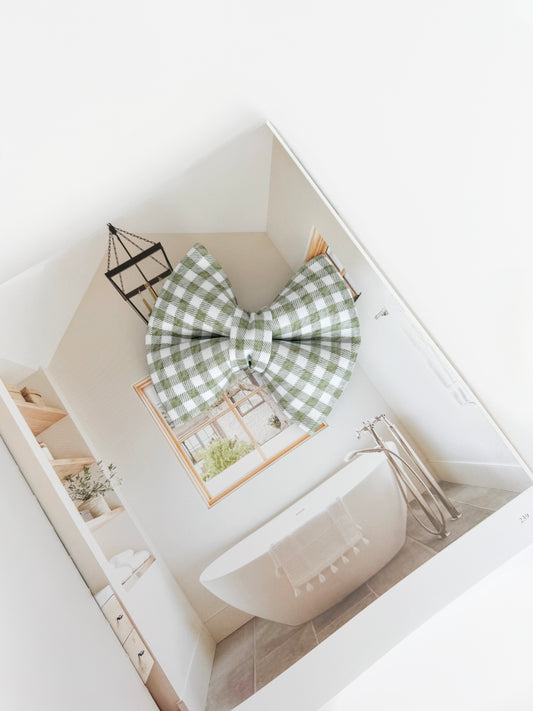 Spring Green Gingham Bow