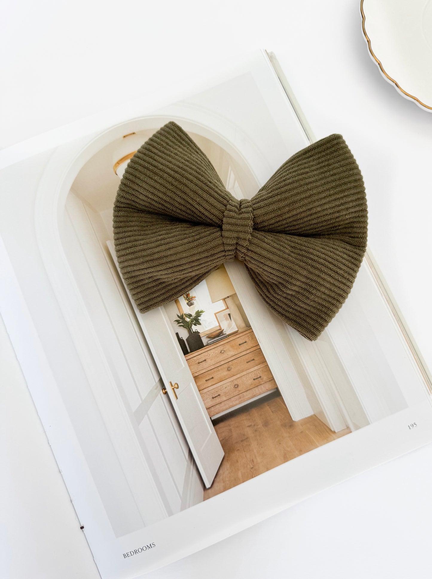 Green Corduroy Bow