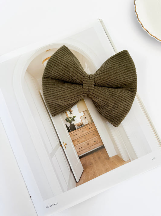 Green Corduroy Bow